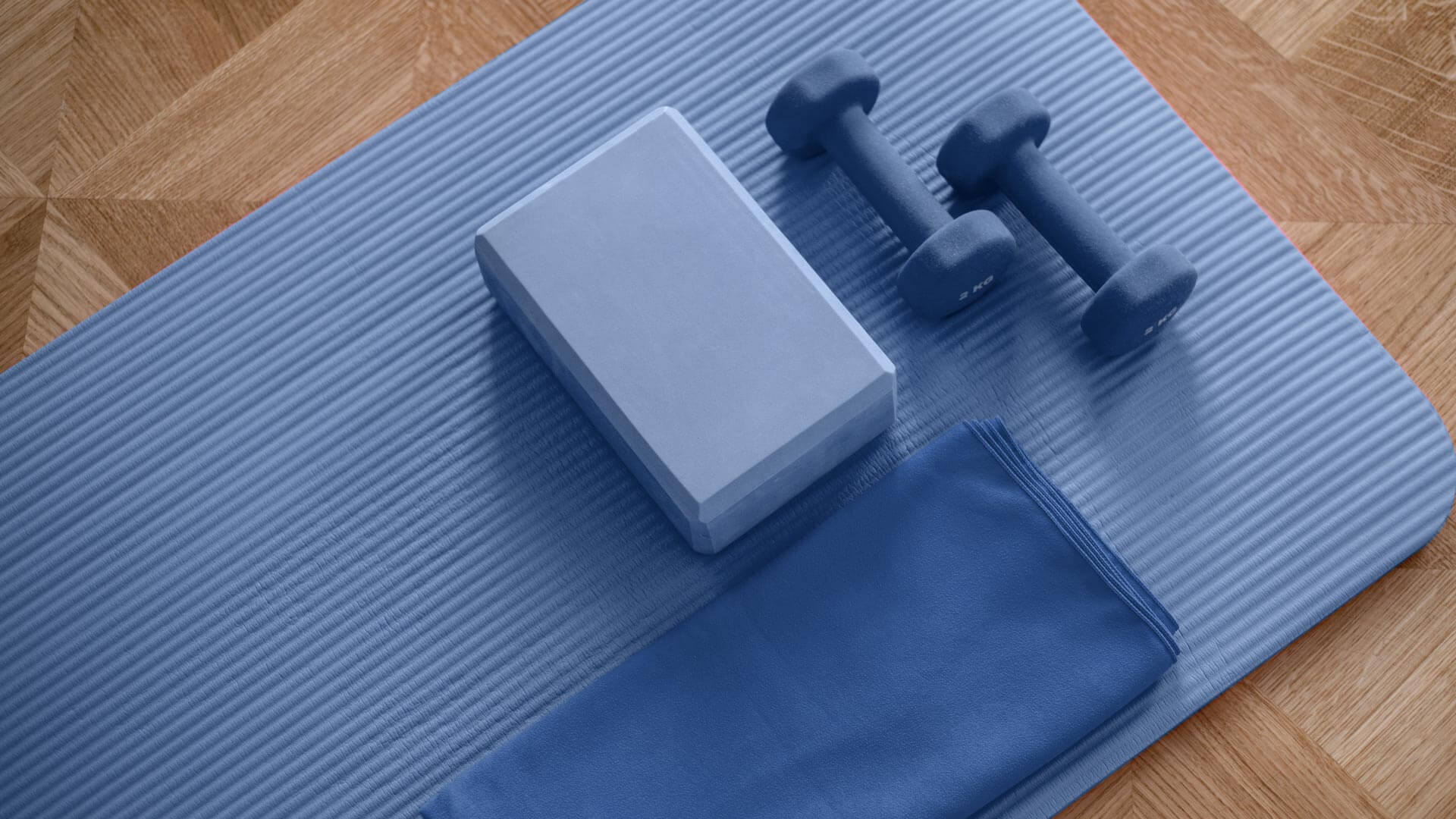 Yoga Matte mit Handtuch, Hanteln